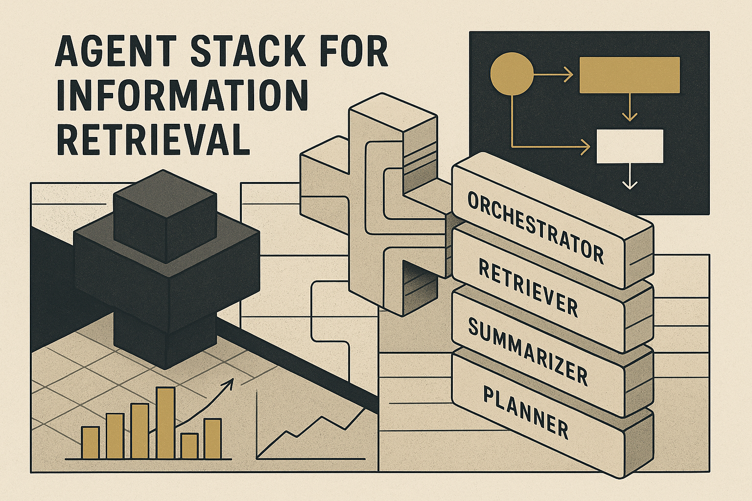 Agent stack diagram for information retrieval.