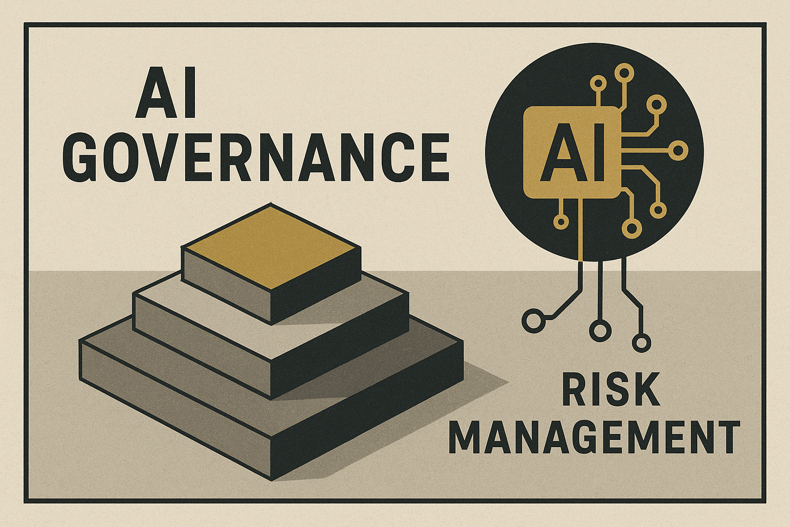 AI governance framework with risk management layers.