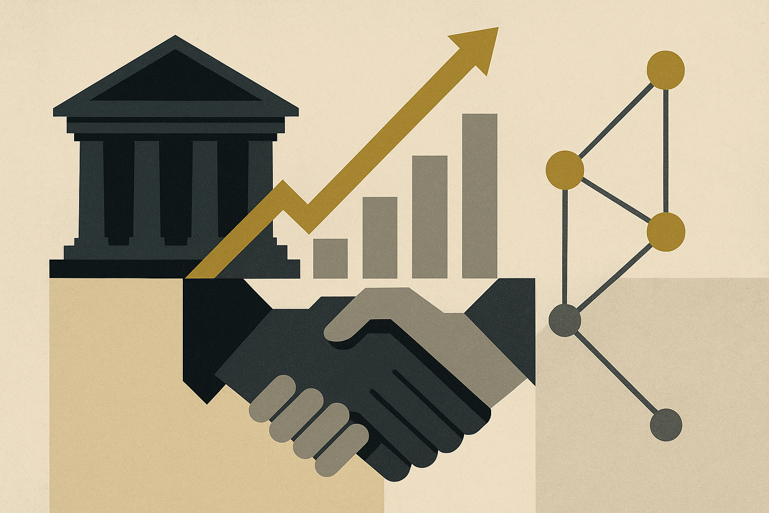 Abstract illustration symbolizing innovation and partnership in government contracting.