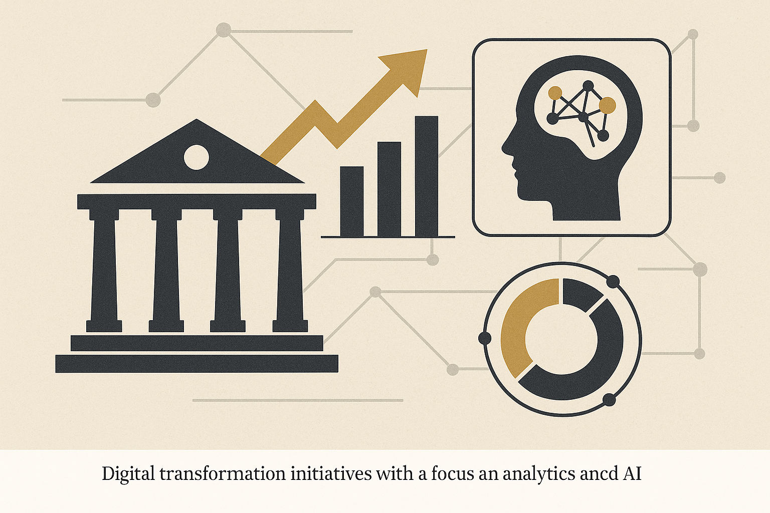 Illustration of digital transformation initiatives focusing on analytics and AI.