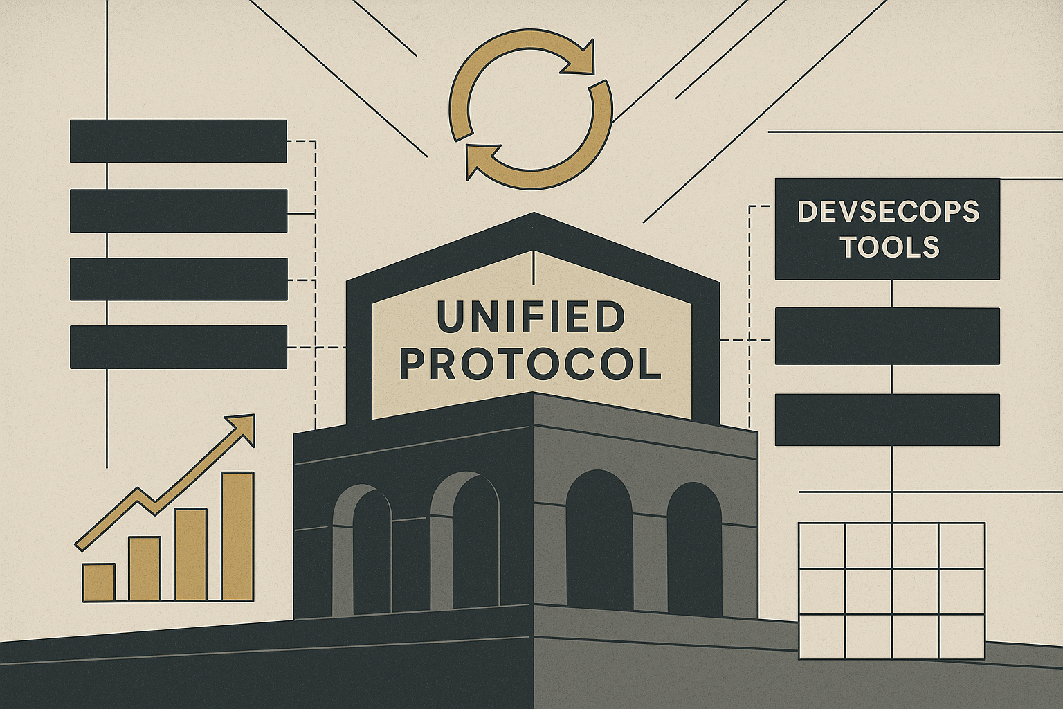 Diagram illustrating a unified protocol connecting DevSecOps tools.