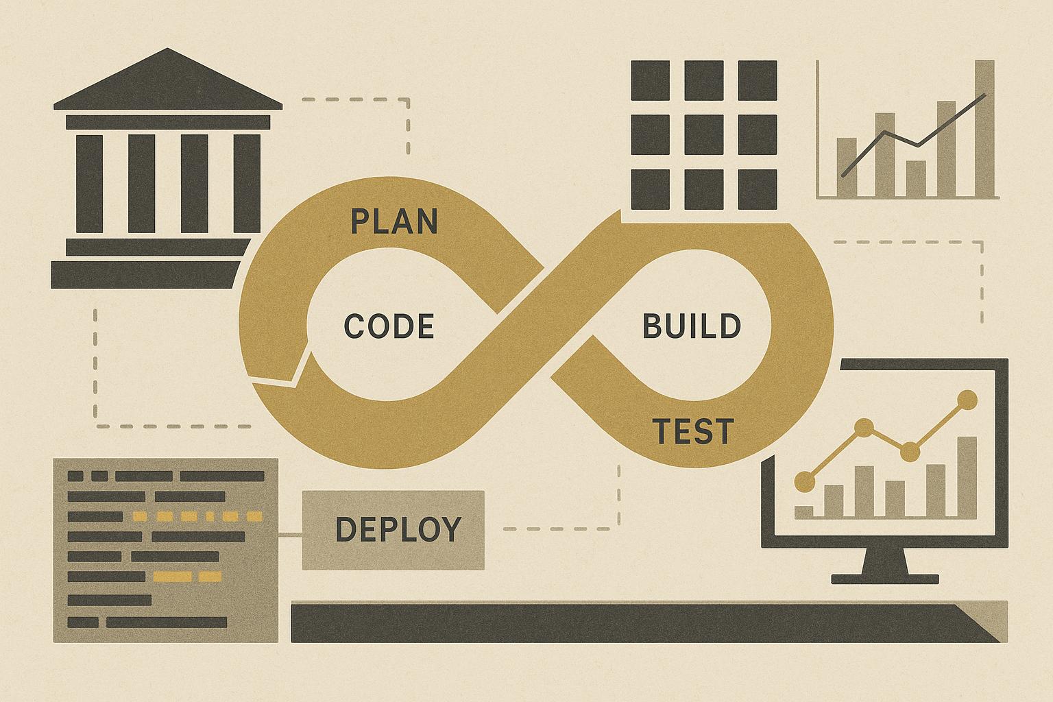 Diagram of an automated software development lifecycle.