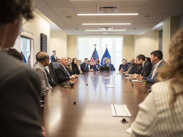 DHS Secretary Alejandro Mayorkas Attends an AI Corps Meeting